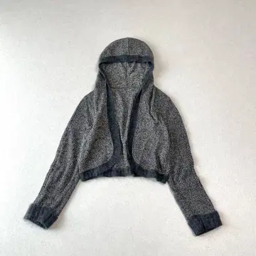 레리안 실크 혼방 니트 후드 부착 크롭 가디건 볼레로 일본제