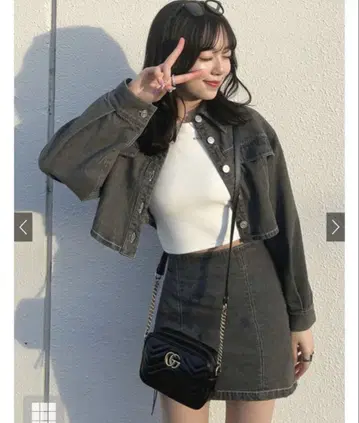 숏 기장 자켓 x 미니 스커트 데님 셋업 ta161 GRL S