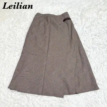 새상품급 현행 택 Leilian 허리밴딩 롱 스커트 9 브라운 체크