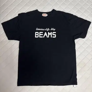 BEAMS 프린트 로고 T셔츠 네이비