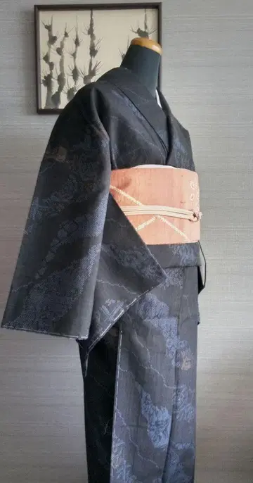 본고 유키쓰무기 이중 기모노 미사용