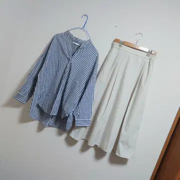 묶음 판매*코디 판매*스트라이프 셔츠*롱 스커트*L 사이즈*깔끔*맘
