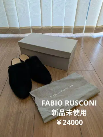 FABIO RUSCONI 블랙 퍼 라이더 뮬 샌들 37
