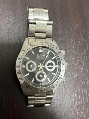 정크(배터리 방전?) ELGIN 크로노그래프 손목시계 블랙