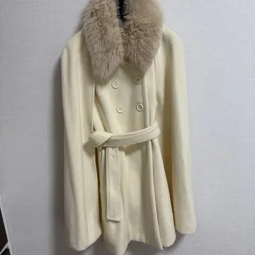 인조 모피 칼라 망토 코트