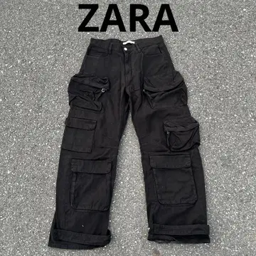 [ 완판템 ] ZARA 블랙 유틸리티 카고 팬츠 EUR40 블랙