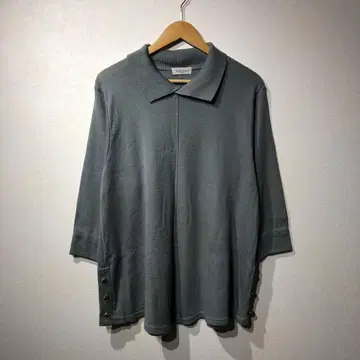 90s 빈티지 니트 셔츠 블라우스 블루 새상품급