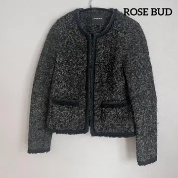 컨디션 최상 ] 로즈버드 노카라 자켓 울 혼방 트위드 자켓