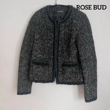 컨디션 최상 ] 로즈버드 노카라 자켓 울 혼방 트위드 자켓