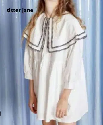 sisterjane 미니 원피스 빅 칼라 화이트