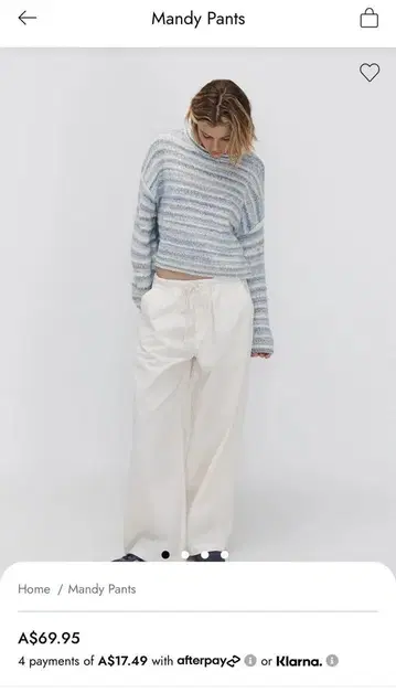 Mandy Pants 화이트 캐주얼 팬츠 Ghanda