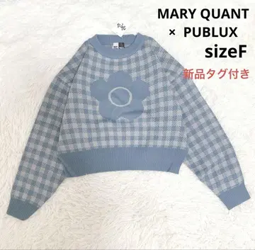 MARY QUANT PUBLUX 자카드 니트 상의 데이지 파랑