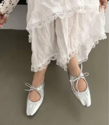 실버 발레 슈즈 스퀘어토