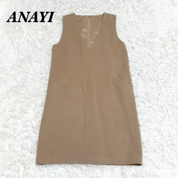 [새상품급] ANAYI 슬리브리스 울 무릎 기장 원피스 36 카멜
