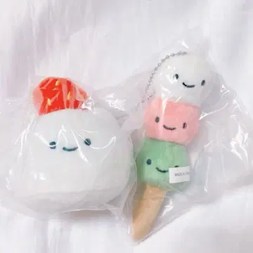 닛코리노 와가시 봉제 인형 2 가챠 딸기 다이후쿠 삼색 만두