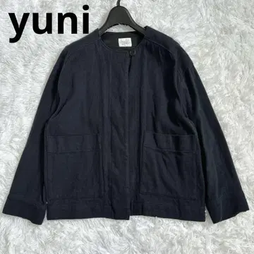 새상품급 yuni 라이트 아우터 블루종 코튼 100% 블랙 히든 버튼