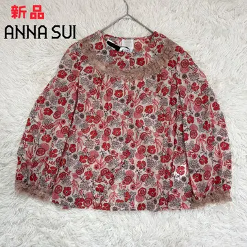 새상품 ANNA SUI 안나수이 실크 혼방 블라우스 미국제 긴팔 올 패턴