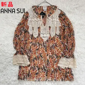 새상품 ANNA SUI 안나수이 실크 블라우스 미국제 긴팔 올 패턴