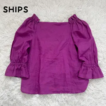 SHIPS 린넨 블라우스 스퀘어 칼라 7부 소매 핑크