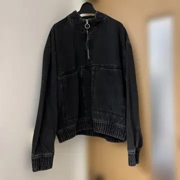 ZARA 하프 지퍼 데님 자켓 블랙