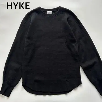 HYKE 썸머 니트 면 긴팔 티셔츠 블랙