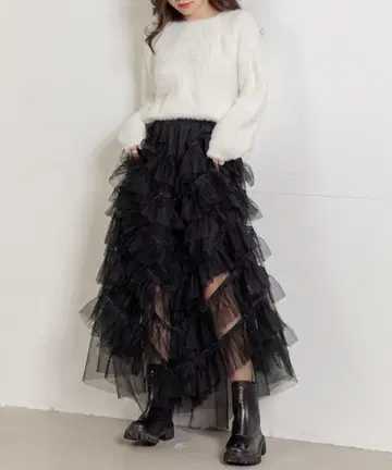 DAY CLOSET 어른 티어드 프릴 샤샤 스커트 롱