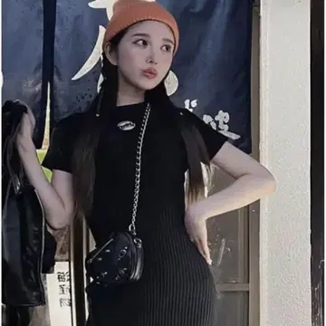 Darich 엠블럼 리브 니트 미니 원피스