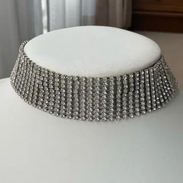 큐빅 목걸이 초커 사교 밸리댄스 실버 A