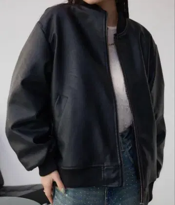 AZUL BY MOUSSY 리버서블 인조 가죽 블루종