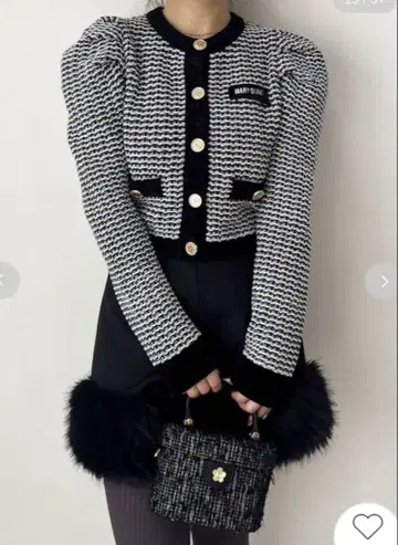 LILY BROWN x MARY QUANT 트위드 니트 가디건