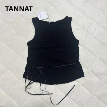 한국 TANNAT 블랙 탱크탑 리본 포함 슬리브리스 블랙 여름옷