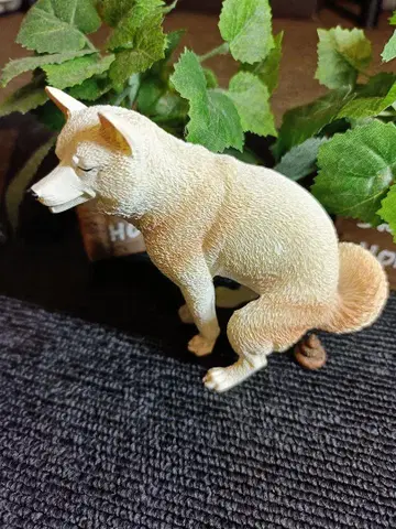 강아지 피규어 크림색 약 10cm