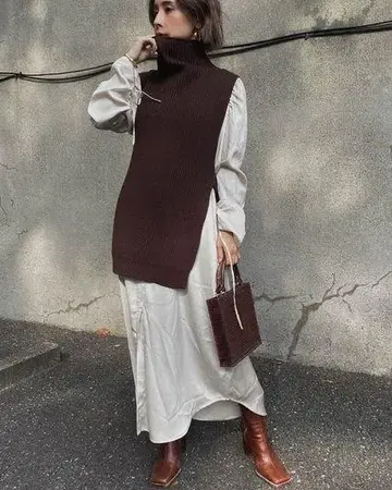 AMERI VINTAGE VEST LAYERED SHIRT DRESS