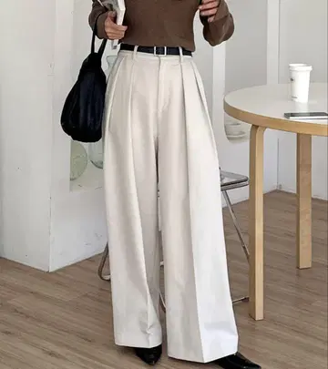 카프리슈 마쥬 턱 와이드 팬츠 에크루 36 에크루