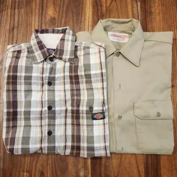 Dickies 반팔 워크 셔츠 S 체크 무늬