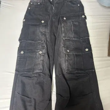 블랙 카고 팬츠 데님
