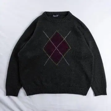 빈티지 구제 의류 이탈리아제 90s 아가일 다이아 트레디셔널 니트