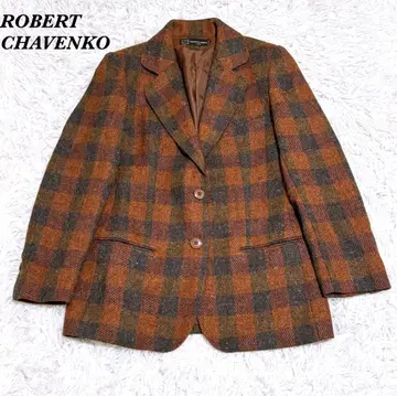 ROBERTCHAVENKO 울 테일러드 자켓 오렌지 체크