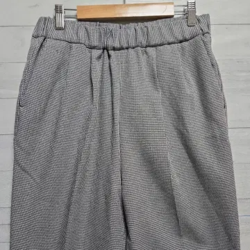 오파크 클립 체크 무늬 허리밴딩 슬랙스