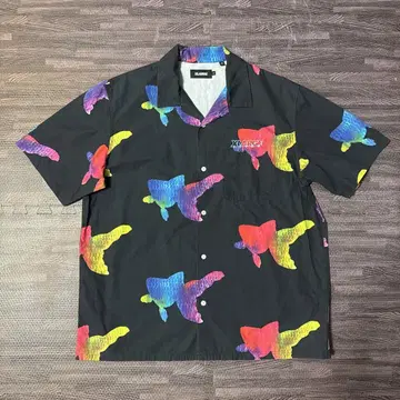 XLARGE 금붕어 서양화장 후카보리 류스케 콜라보 오픈 카라 셔츠