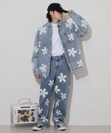 ATELANE 아테레인 남성용 플라워 프린트 데님 자켓 M 사이즈
