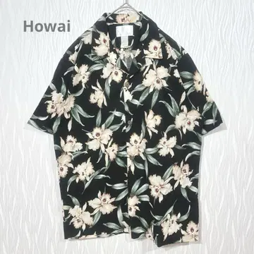 미국 하와이 제 Howai 아로하 셔츠 꽃무늬 코튼 남성용 M