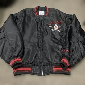 CONVERSE 블랙 바시티 자켓