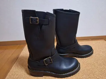 KADOYA 블랙 가죽 엔지니어 부츠