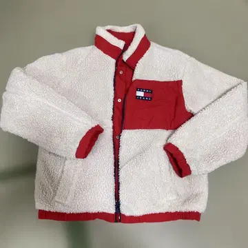 TOMMY JEANS 보아 자켓 화이트/레드 S