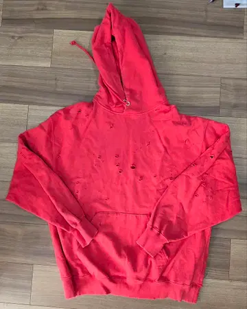 평일 SALE! BEAMS 데미지 후드티 (레드)