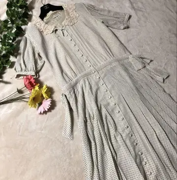 새상품급 카네코 이사오 원피스 프릴 레이스 리본 도트 무늬 도트 벨트