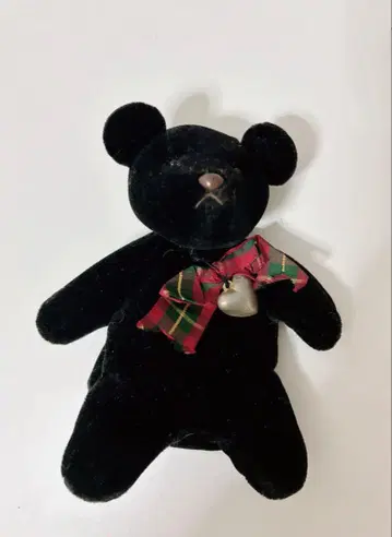 블랙 벨벳 곰 봉제 인형 빈티지