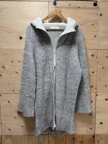 프리스틴 롱 가디건 알파카 울 더블 지퍼