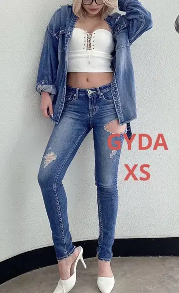 GYDA 사이드립 크러쉬 스트레치 스키니 데님